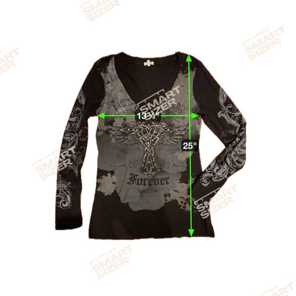 Vintage Y2K Gothic Fairy Grunge Cross Wings Graphic Bling Top Size XL Black Rib - Picture 6 of 11